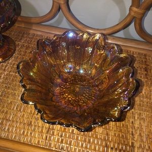 Flower carnival glass bowl